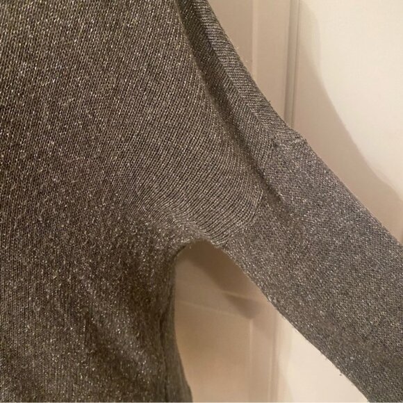 C&C CALIFORNIA TOP LONG SLEEVE TEE SILVER METALLIC BOAT NECK BATEAU SIZE S - Picture 4 of 10